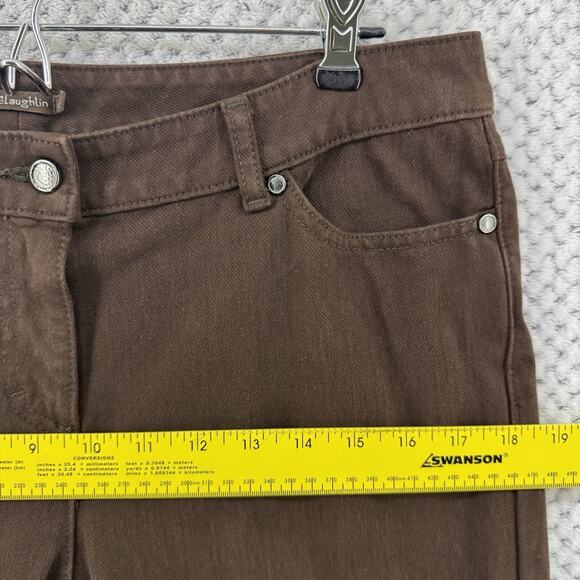 J McLaughlin Pants Women 12 Brown Mid Rise Slim Pockets Stretch Button Zip - Picture 8 of 15